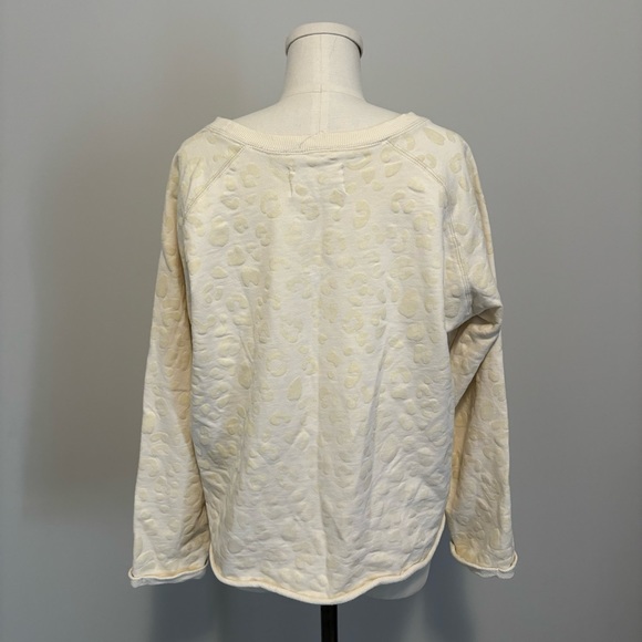 Jackson Rowe Arose Sweatshirt Cream Leopard Print Tie Front Cotton Sweatshirt - Picture 9 of 15